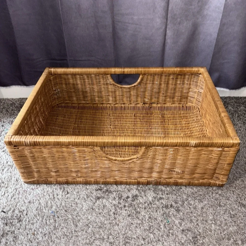 Vintage French Woven Wicker Rattan Basket   22